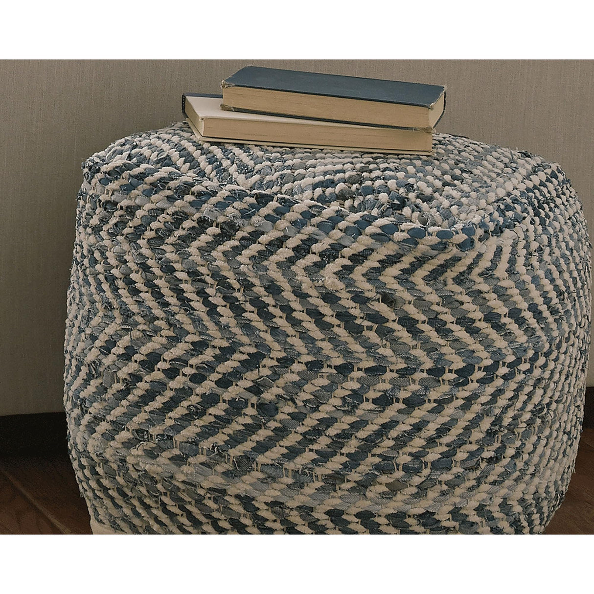 Signature Design by Ashley A1000445 Pouf, Blue & White Signature Design by Ashley