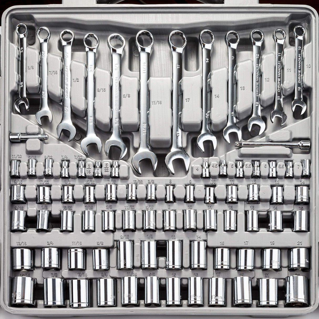 CARTMAN 205 Piece Ratchet Wrench Tool Set,1/4" & 3/8" & 1/2" Drive with SAE/Metric Sockets Kit in Plastic Toolbox CARTMAN