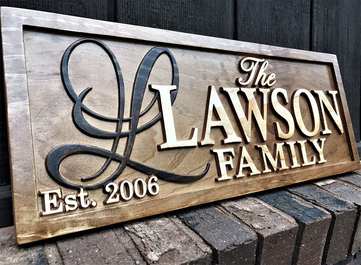 Personalized Lake House Sign Custom Wood Sign Carved Last Name Wooden Signs Home Décor 3D Cabin Rustic Lakehouse Personalized Wedding Gift Established Sign Family Name Sign 5 Year Anniversary Gift 3D Woodworker