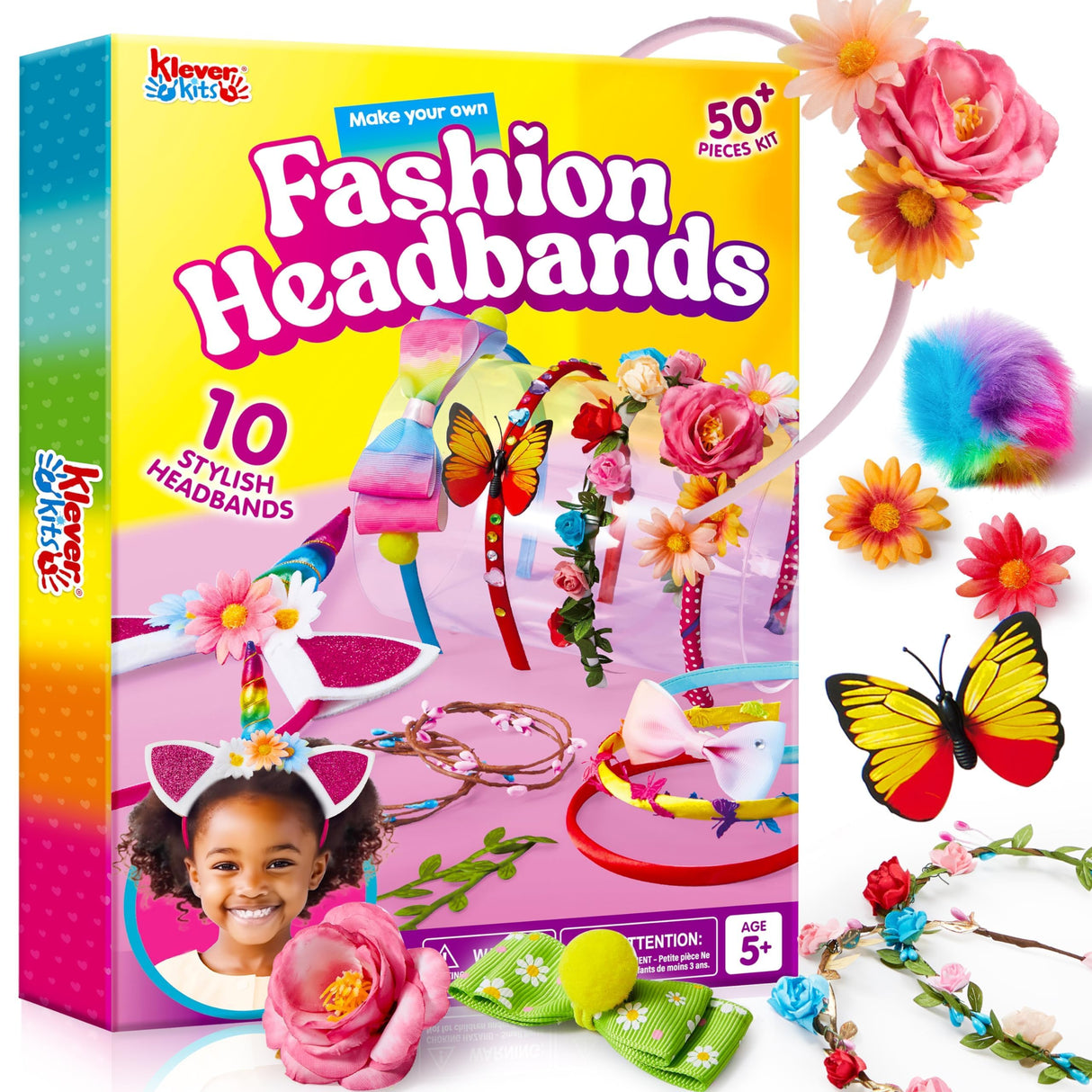 Klever Kits Headband Making Kit for Girls - Make Your Own Fashion Headbands - DIY Hair Accessories Set, DIY Arts and Crafts Gifts for 5 6 7+ Year Old Klever Kits