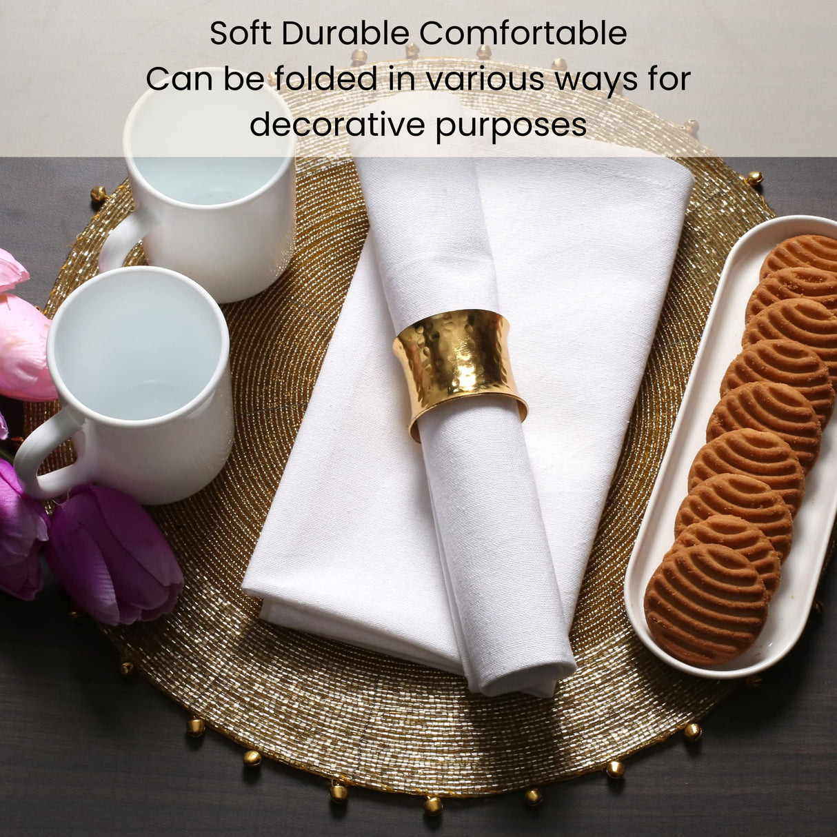 Cotton Clinic Cloth Dinner Napkins – Perfect Everyday Use Table Napkins – Soft Durable Washable – Ideal for Party Wedding Christmas Easter – Set of 12-17x17 inches White Napkins Cotton Clinic