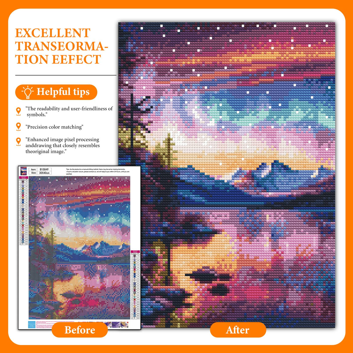 Offito Aurora Diamond Art Kits for Adults, 5D Starry Sky Lake Diamond Painting Kits for Beginners, Fantastic Landscapes DIY Full Drill Dots Gem Art Paint for Home Wall Decor 12 x 16 Inch Offito