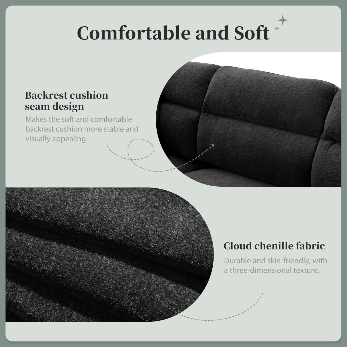 Merax 110 * 62" Modern 5 Seat Convertible Sectional Sofa with Ottoman & 5 Pillows, Cloud Chenille L-Shaped Reversible Couch Set for Living Room,Apartment, Black Merax