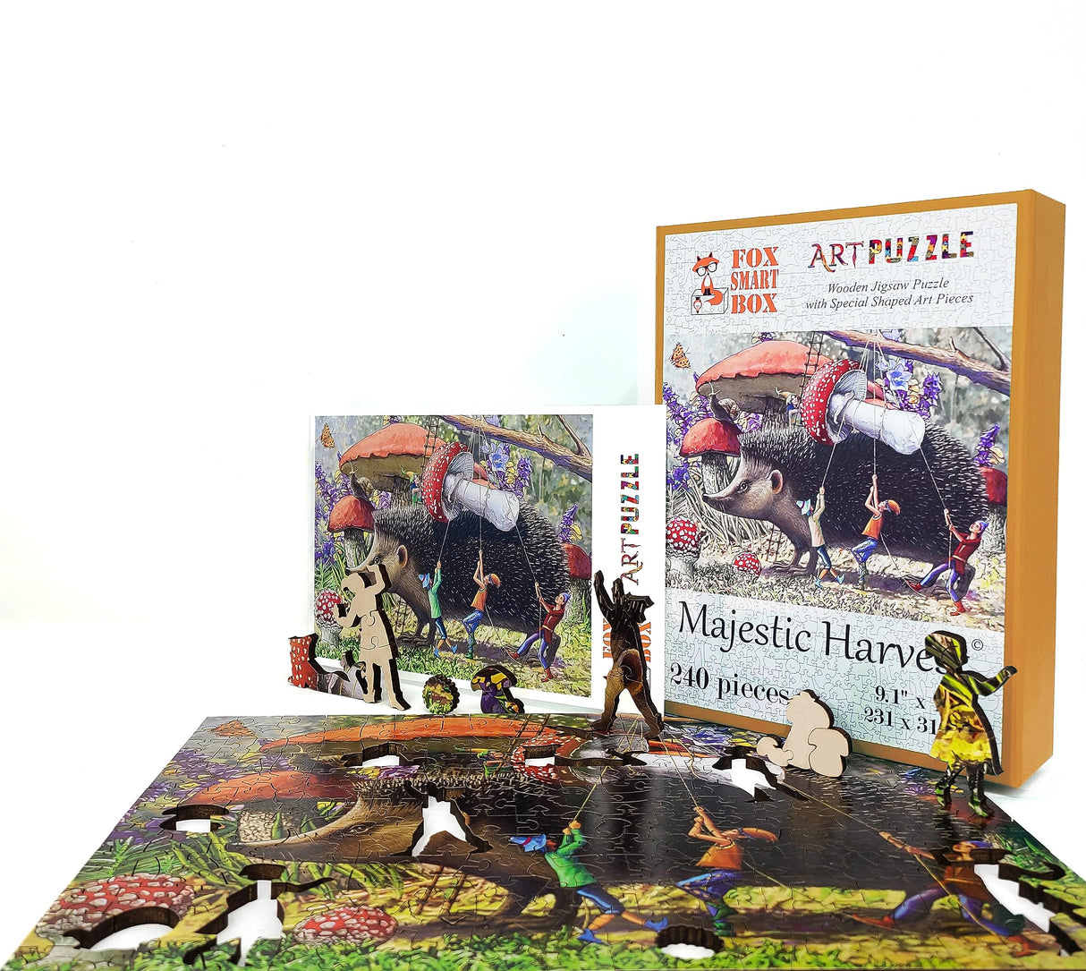 Wooden Jigsaw Puzzlе for Adults - Uniquely Shaped Pieces - Made in The USA by FoxSmartBox - 240 Pieces - Majestic Harvest FoxSmartBox