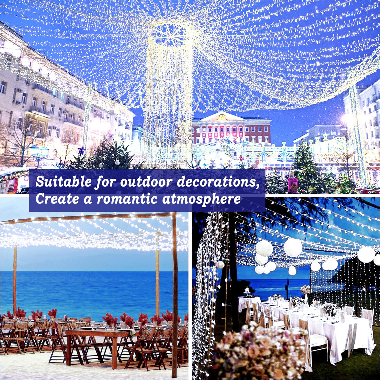 KNONEW 197FT 500 LED Christmas Lights Outdoor String Lights 8 Modes & Memory Fairy Light Plug in Waterproof LED String Lights for Xmas Yard Tree Wedding Party Holiday Decorations (Cool White) KNONEW