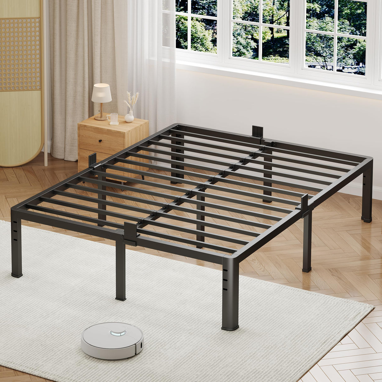 NKZ 14 Inch King Bed Frame, Sturdy Metal Platform with Round Corner Legs, 3,500 lbs Heavy Duty Steel Slat Support, Easy Assembly, Noise Free, No Box Spring Needed NKZ