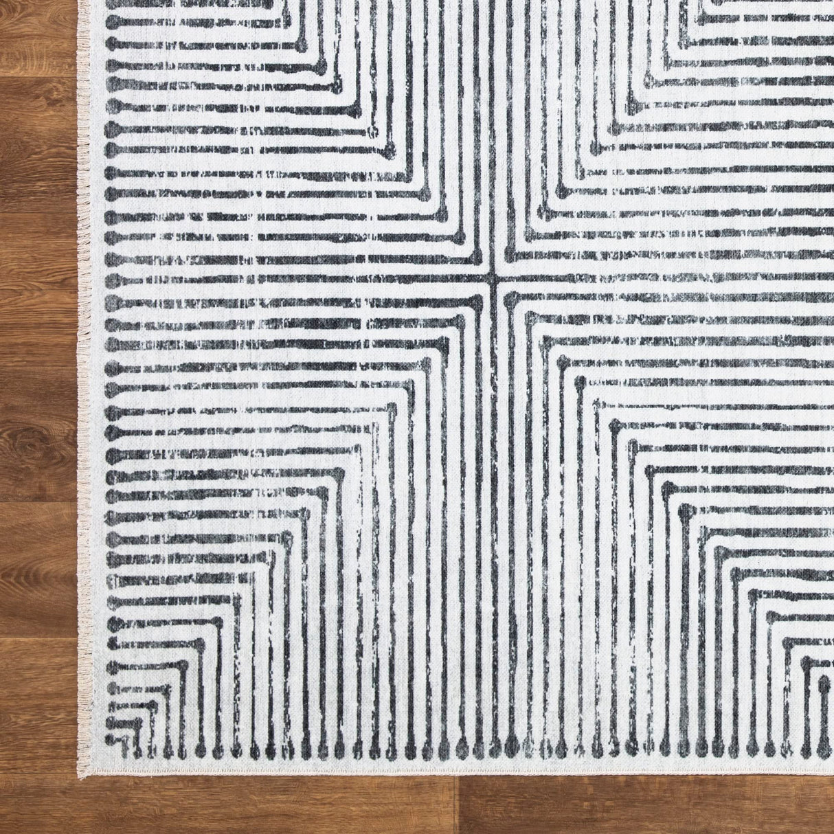 Bloom Rugs Caria Washable Non-Slip 12 ft Runner - Ivory/Black Striped Runner for Entryway, Hallway, Bathroom, and Kitchen - Exact Size: 2'6" x 12' Bloom Rugs
