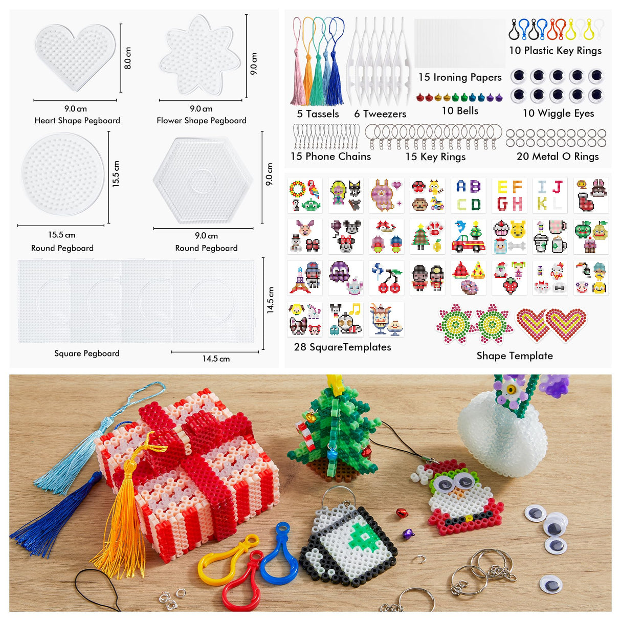 INSCRAFT Fuse Beads, 33000pcs Fuse Beads Kit for Kids, 33 Color 5MM Iron Beads Set with 150 Patterns, 8 Pegboards, 15 Ironing Paper, 6 Tweezers, 85 accessories, Craft Kits Gifts for Birthday Christmas INSCRAFT