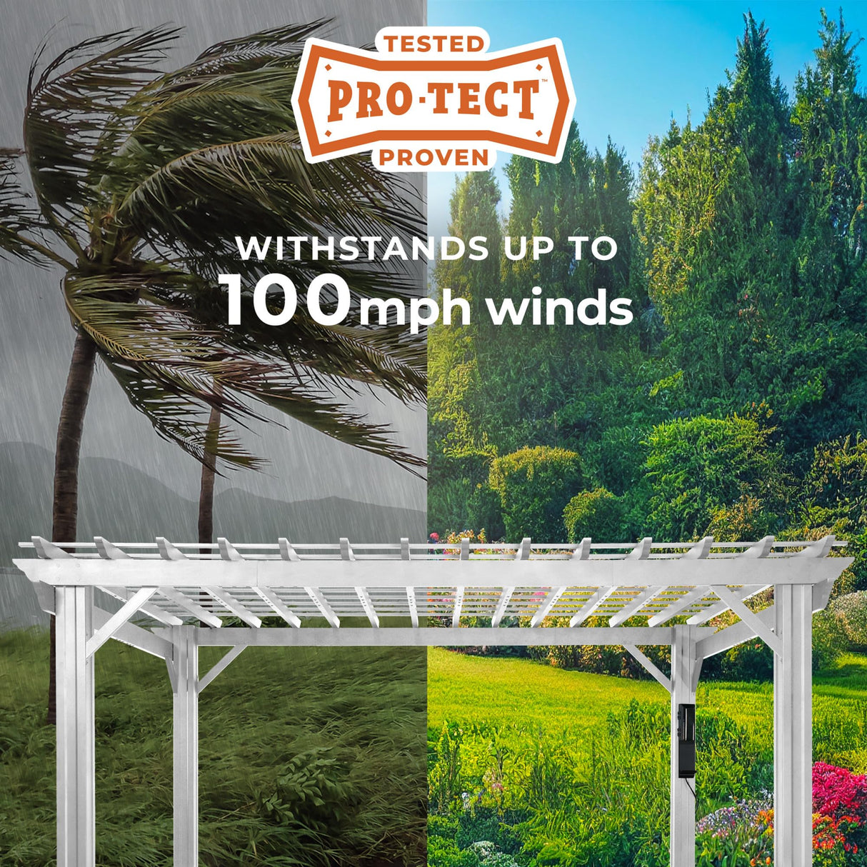 Backyard Discovery 16x12 ft Hawthorne White Galvanized Steel Pergola w/Soft Sail Shade, Spacious, Rust Resistant, UV Protection, Resist Winds Up to 100 MPH, Durable, Powerport USB & Electrical Outlet Backyard Discovery