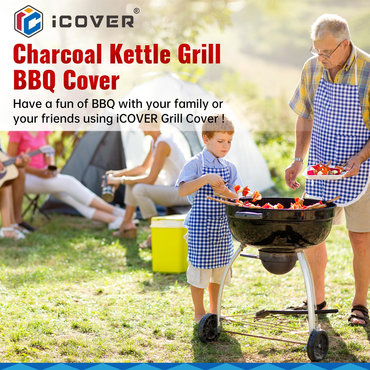 iCOVER Vertical Round Smoker Cover, Kettle Grill Cover, 29 Inch BBQ Barbecue Cover, Dome Smoker Cover, Bullet Smoker Cover, Barrel Cover Fire Pit Cover for Char-Broil Weber George Foreman Brinkmann i COVER