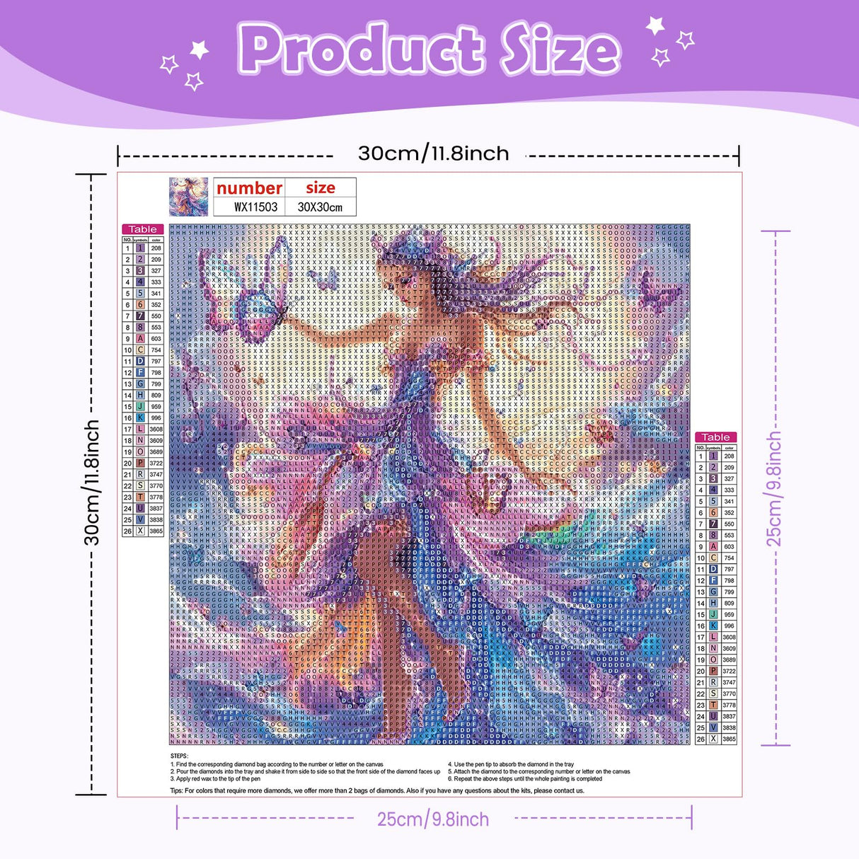 NEWENMO Fairy Diamonds Painting Kits for Adults Beginner, DIY 5D Butterfly Diamond Art Paint with Round Diamonds, Full Drill Diamonds Art Painting Kit Perfect for Home Wall Decor 12x12 Inch NEWENMO