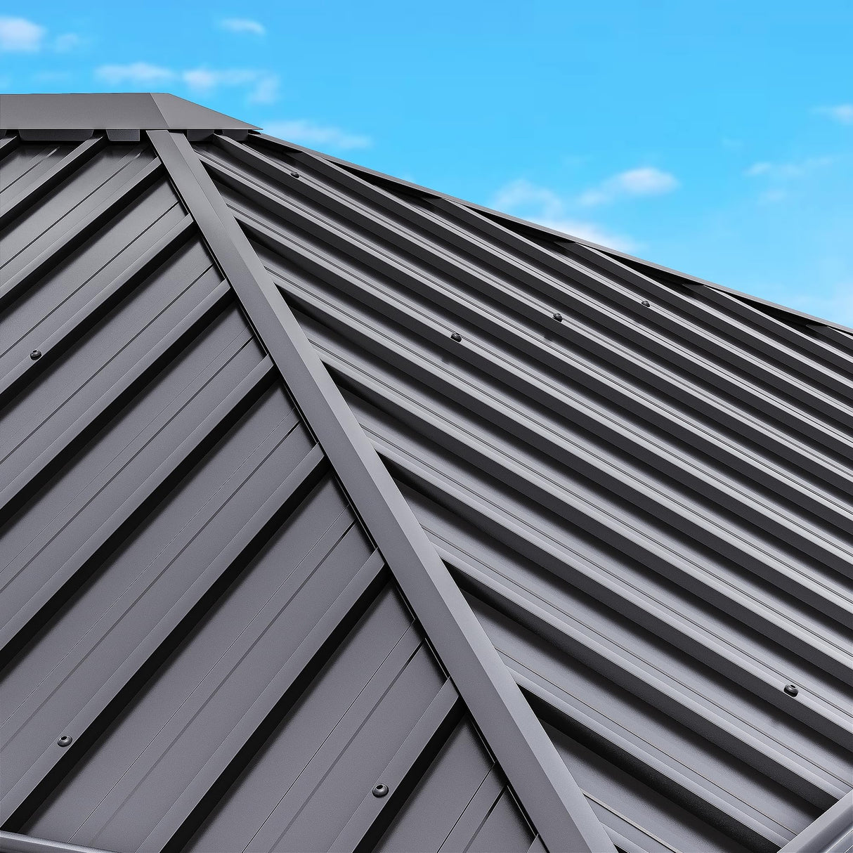 DWVO 10x12ft Hardtop Gazebo with Nettings and Curtains, Heavy Duty Galvanized Steel Outdoor Vertical Stripes Roof for Patio, Backyard, Deck, Lawns, Brown DWVO