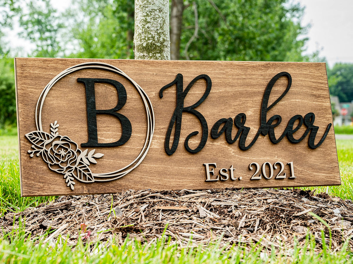 Personalized Wedding Gift | Custom Wood Sign | Wooden Last Name Established Sign | Family Name Sign Wooden Sign | Bridal Shower Gift | Anniversary Laser Woodworker