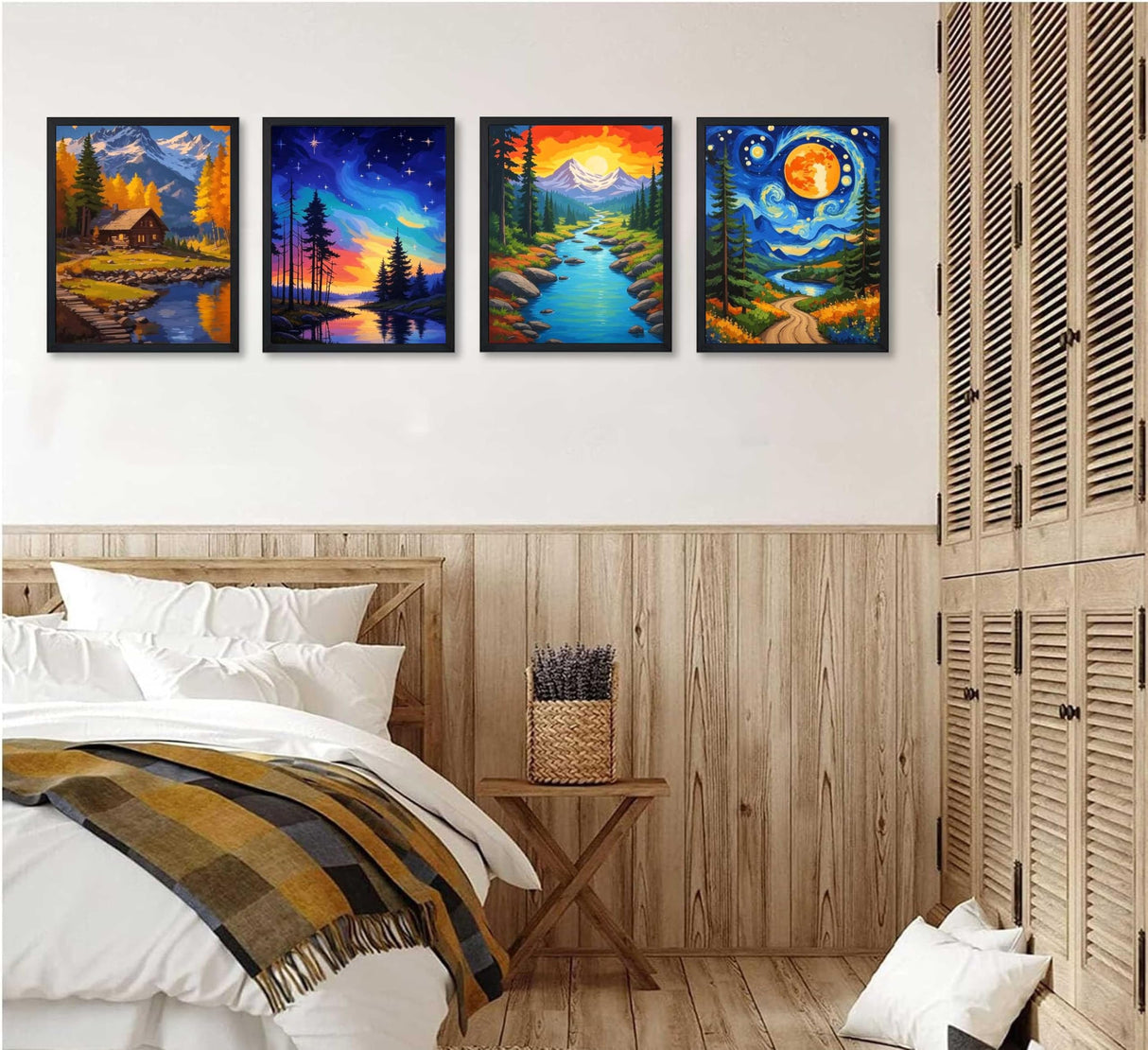 4Pack Paint by Number Kit for Adults 12x16inch Starry Night & Mountain Scenery DIY Painting Set, Acrylic Paint by Numbers, Art Craft for Home Decor Gifts Generic