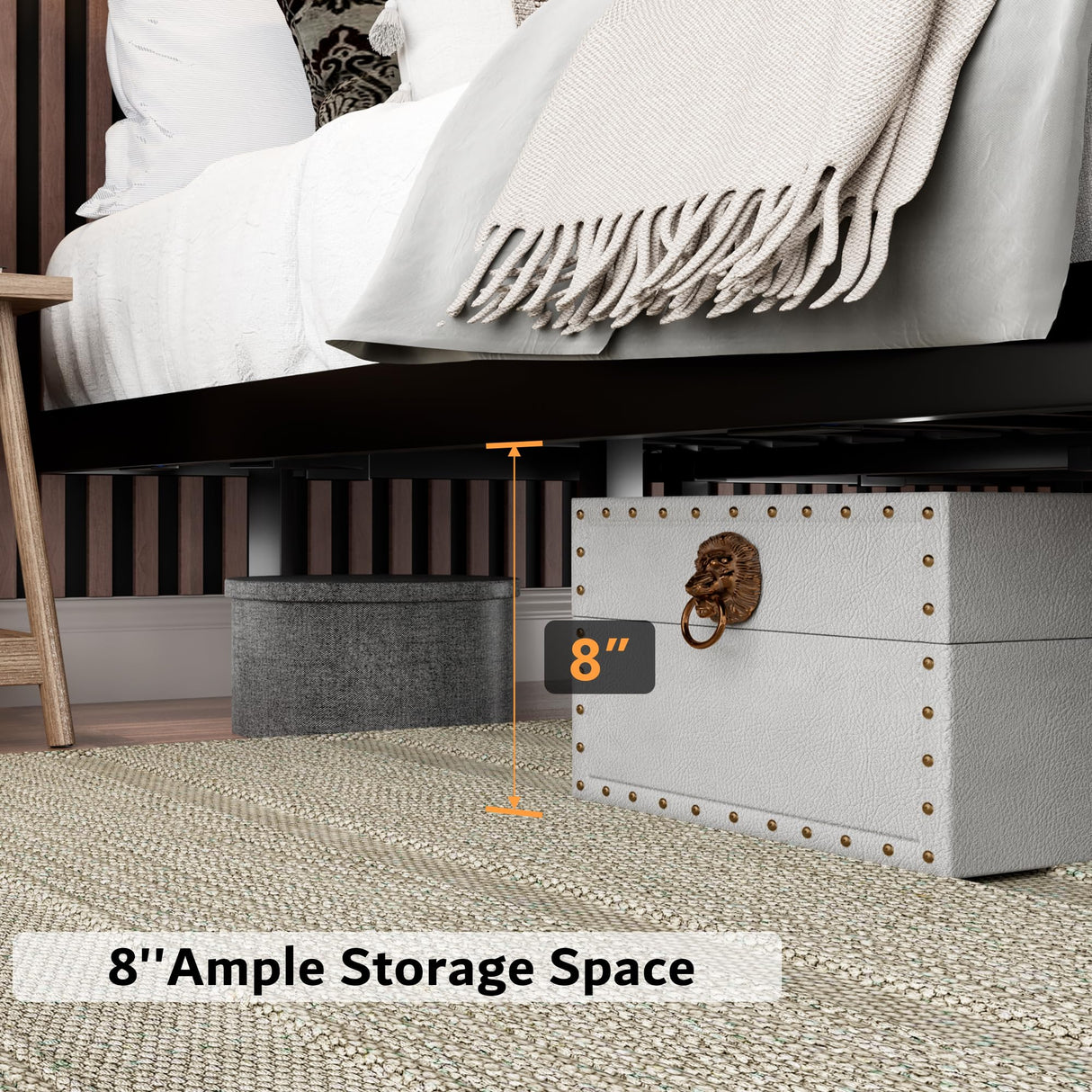 iPormis Twin Size Floating Bed Frame with LED Lighting and Charging Station, Metal Platform Design, Noise-Free Assembly, Black iPormis