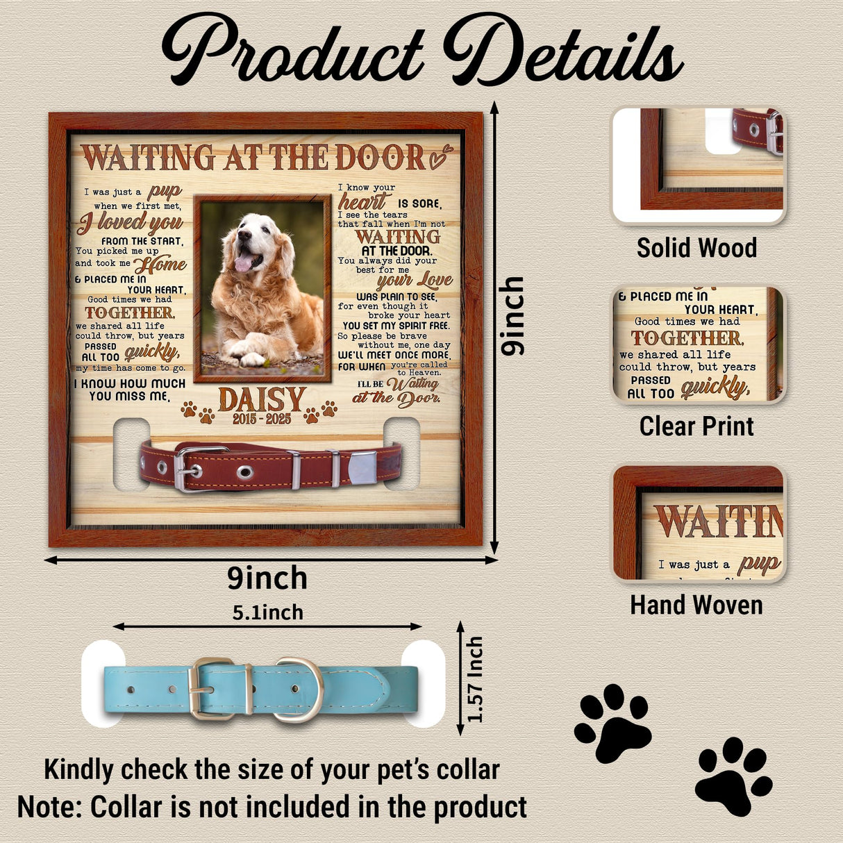 Nestura Custom Dog Collar Frame Memorial β Pet Loss Shadow Box with Photo and Collar Slot β Dogs Remembrance Gift for Passing Away β RIP Dog Tribute Display Nestura