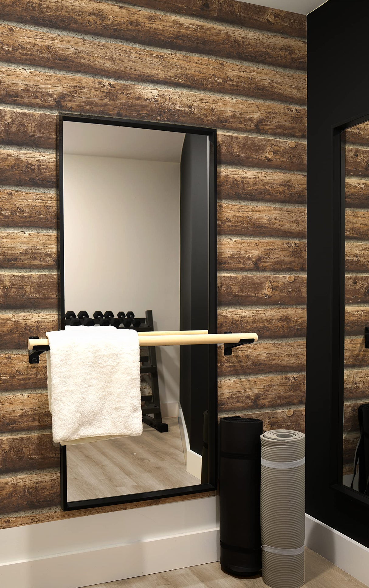 NextWall Faux Log Cabin Peel and Stick Wallpaper NextWall