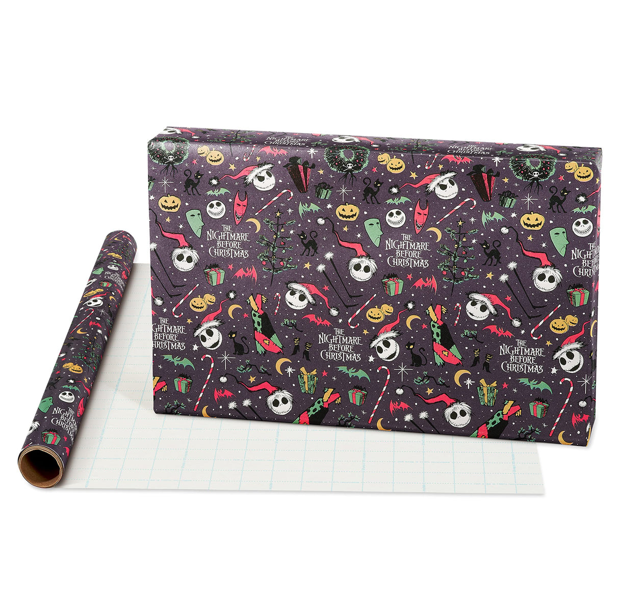 American Greetings 105 sq. ft. The Nightmare Before Christmas Christmas Wrapping Paper Bundle with Cut Lines, Jack Skellington and Zero (3 Rolls 30in. x 14 ft.) American Greetings