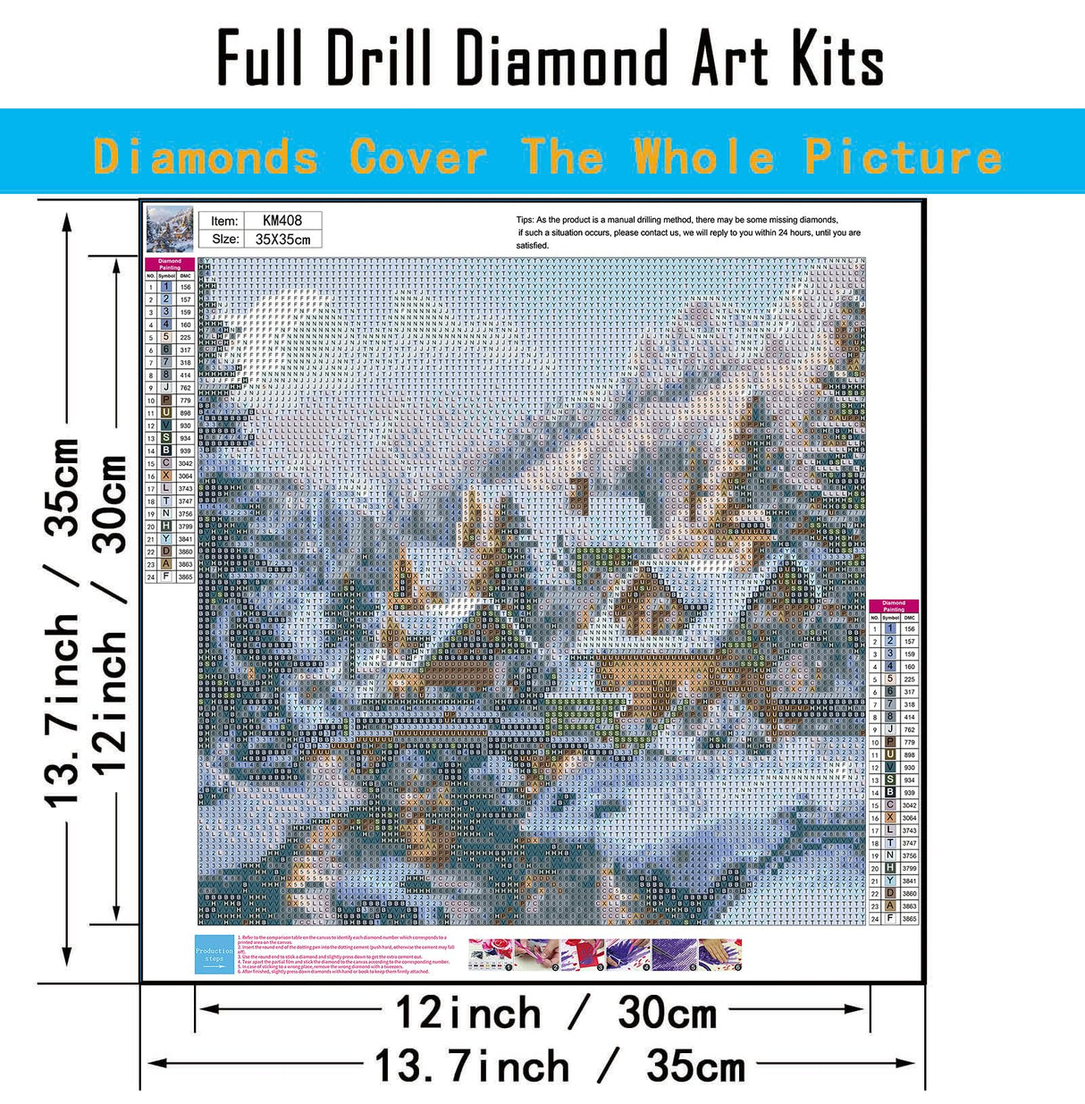 CHWGLFGG 5D Diamond Art Kits for Adults Beginners, Snowy Landscape Diamond Painting Kits, DIY Full Round Drill Winter Cabin Paint by Diamonds Dot Gem Art for Adults, Home Wall Decor 13.7X 13.7 Inch CHWGLFGG