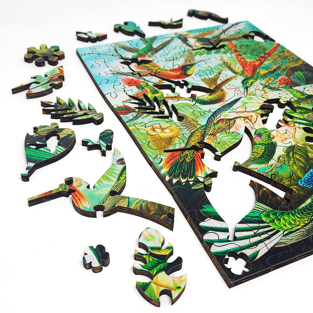 Wooden Jigsaw Puzzle for Adults - Uniquely Shaped Pieces - Made in The USA by FoxSmartBox - 145 Pieces - Hummingbirds FoxSmartBox