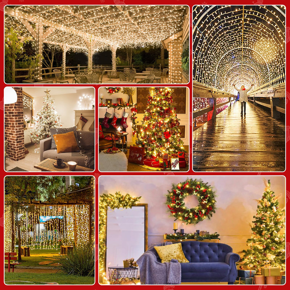 Areker 82ft 1000LED Christmas Lights Outdoor Indoor, Green Wire Christmas String Lights Plug in, Ultra Bright 8 Modes Waterproof Fairy Lights for Xmas Tree Party Wedding Decoration, Warm White Areker