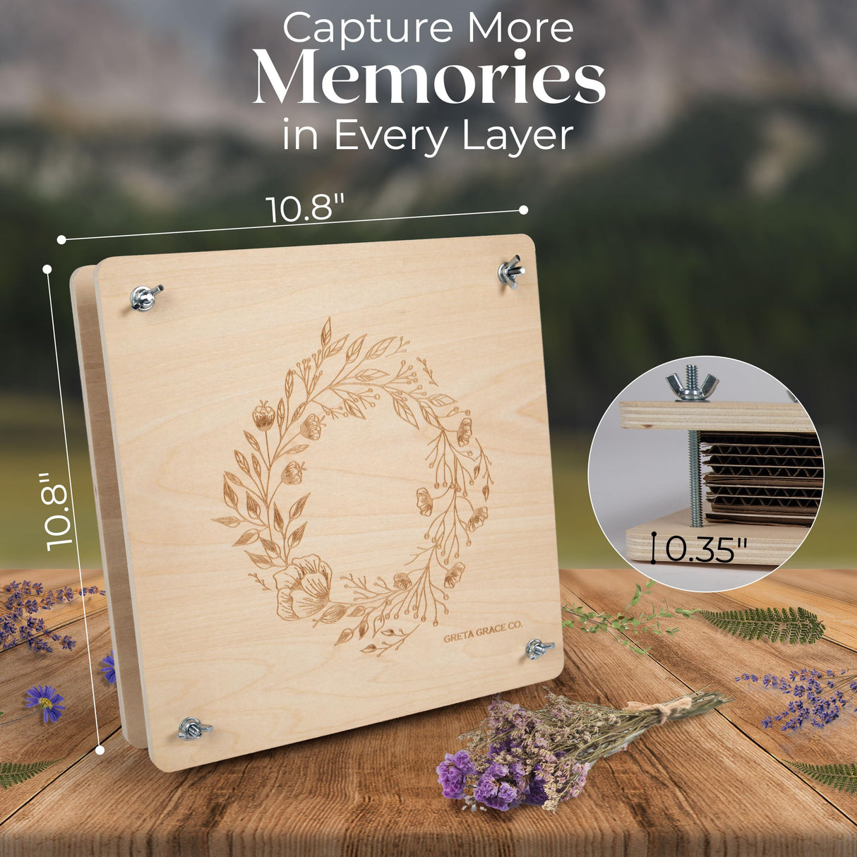 Extra Large Flower Press Kit | 11"x11" 10 Layers Wooden Pressing Boards, Tools & Bag | Crafting Kits for Adults & Kids | DIY Pressed Flower Plant Preservation Kit | Bouquet Preservation | Great Gift Greta Grace Co.