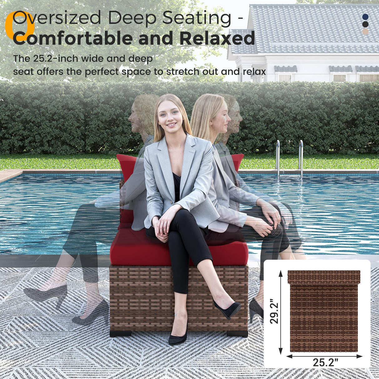 UDPATIO Outdoor Patio Furniture Set with Fire Pit Table, 8 Piece Outdoor Sectional Sofas, All-Weather Wicker Patio Conversation Set for Garden, Backyard Wine UDPATIO