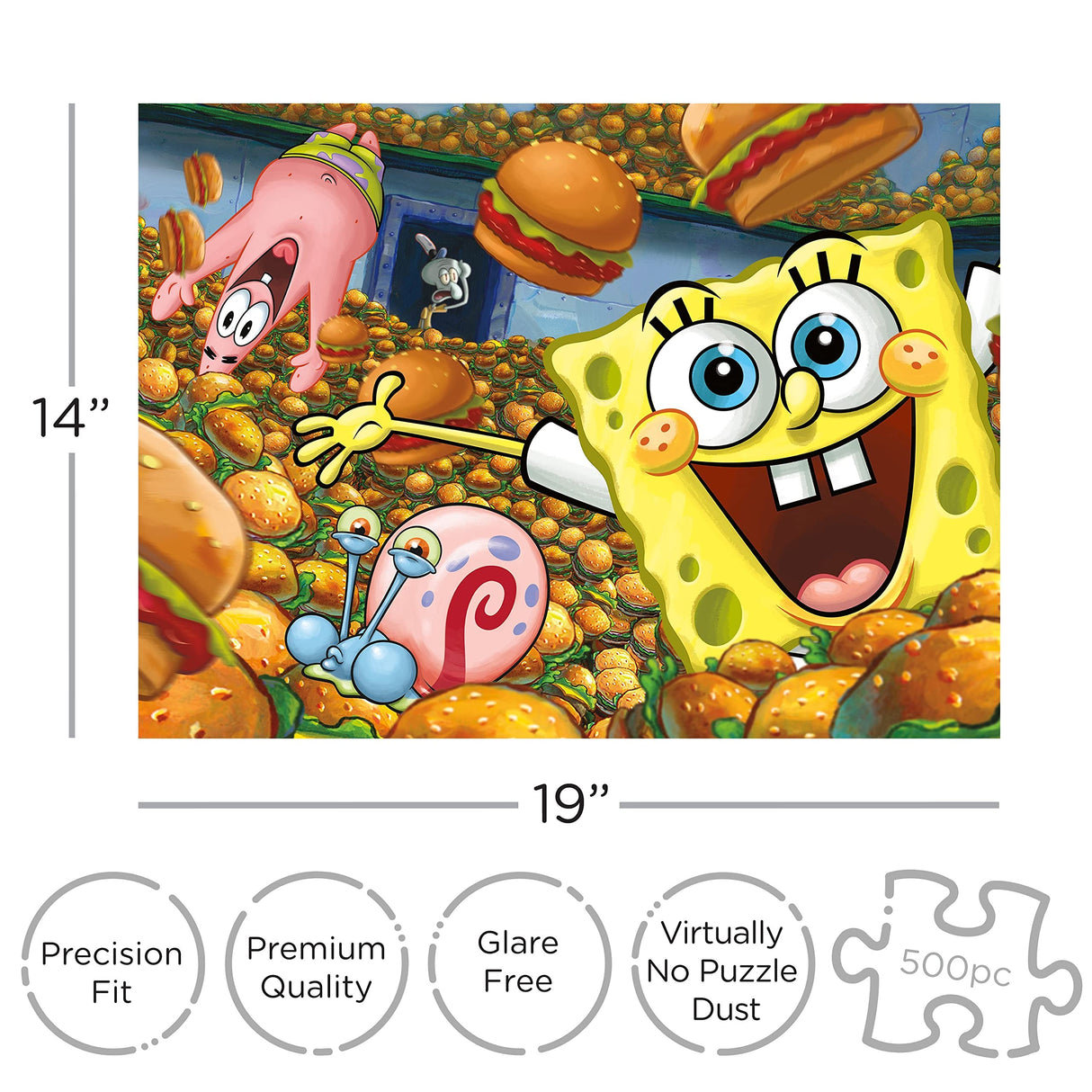 AQUARIUS SpongeBob SquarePants Puzzle (500 Piece Jigsaw Puzzle) - Officially Licensed SpongeBob Merchandise & Collectibles - Glare Free - Precision Fit - 14 x 19 Inches AQUARIUS