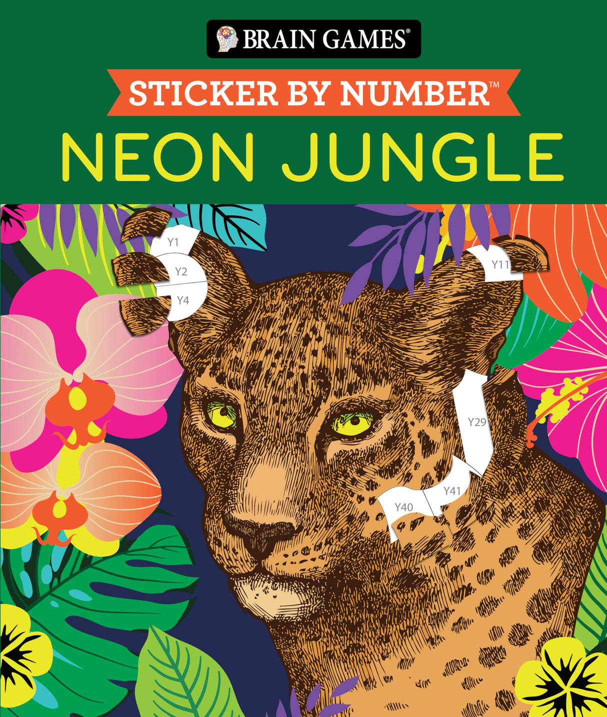 Brain Games - Sticker by Number: Neon Jungle (28 Images to Sticker) WoodArtSupply