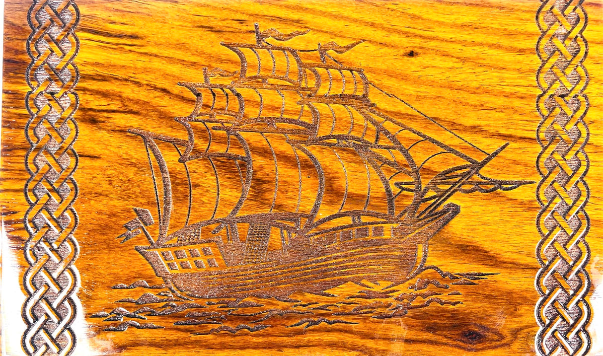 Sunrise Wood Store Wooden Urn for Human Ashes-Premium Handcrafted Rosewood Urn Box for Adult Male/Female-Handmade Viking Ship Engraved Funeral Urn Generic