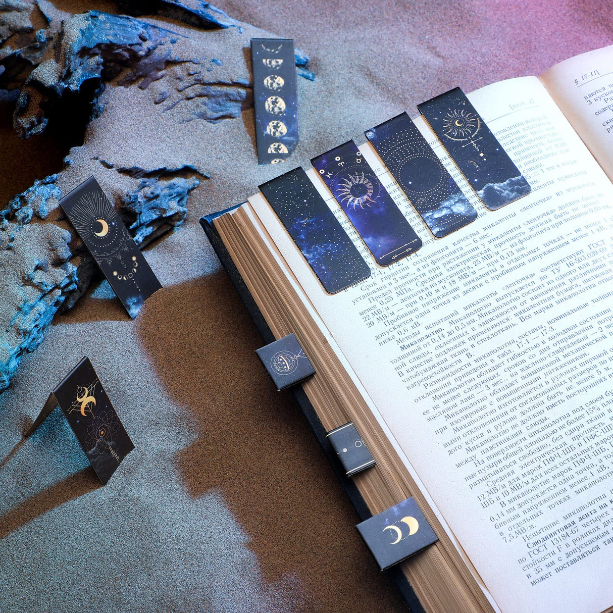 30 Pieces Space Moon Magnetic Bookmarks Galaxy Bookmark Starry Sky Clip in Bookmark Page Book Marker for Kids Teens Students Teachers Reading School Library Office Accessories, 10 Styles Sinmoe