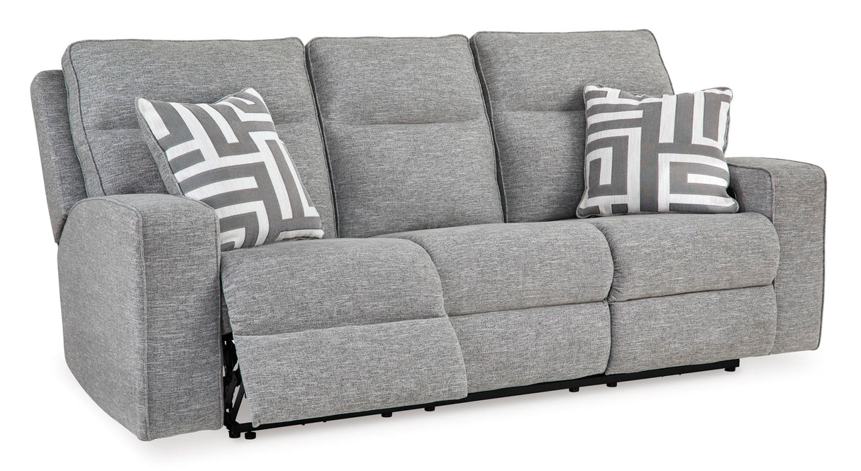 Signature Design by Ashley Biscoe Casual UV Resistant Power Reclining Sofa with Adjustable Headrest and USB Ports, Light Gray Signature Design by Ashley