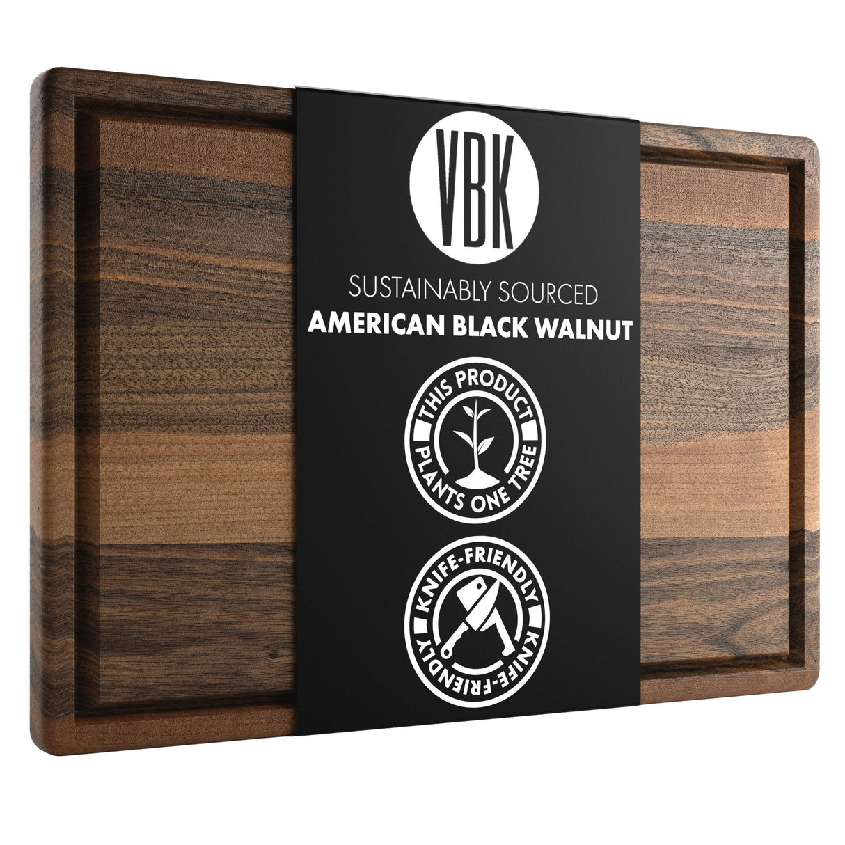 Made in USA Black Walnut Wood Cutting Board by Virginia Boys Kitchens - Butcher Block Wooden Carving Board with Juice Well made from Sustainable Virginia Boys Kitchens