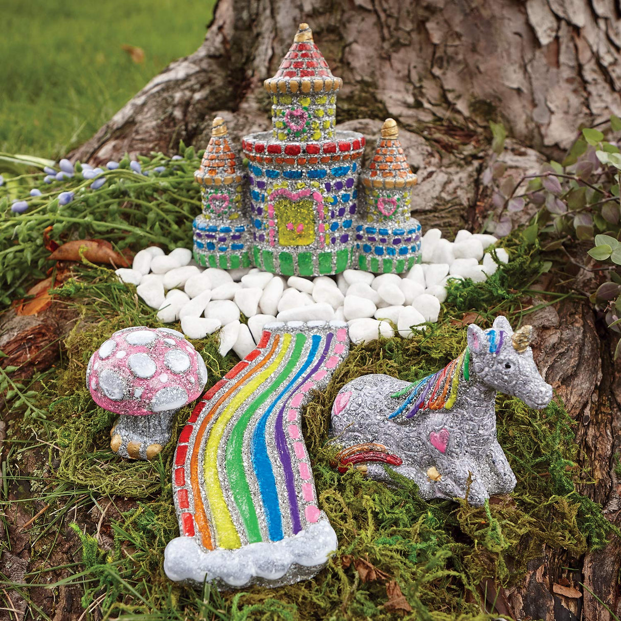 MindWare Paint Your Own Stone Unicorn Garden – Weather-Resistant Garden Rocks Paint Kit for Kids – Includes Paint, Brushes and Instructions – Ages 8 and Up MindWare
