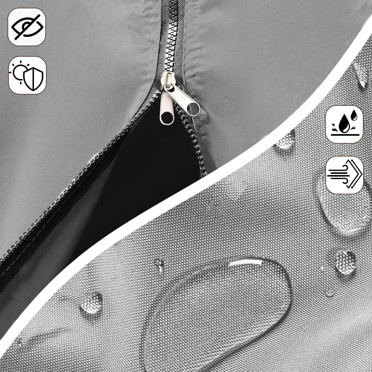 DURCOVER Gazebo Curtains 10x12ft,Privacy Replacement Sidewall 4-Panel Universal Shade Curtains Set,Protecting Side Walls (Only Curtain)-Silver DURCOVER