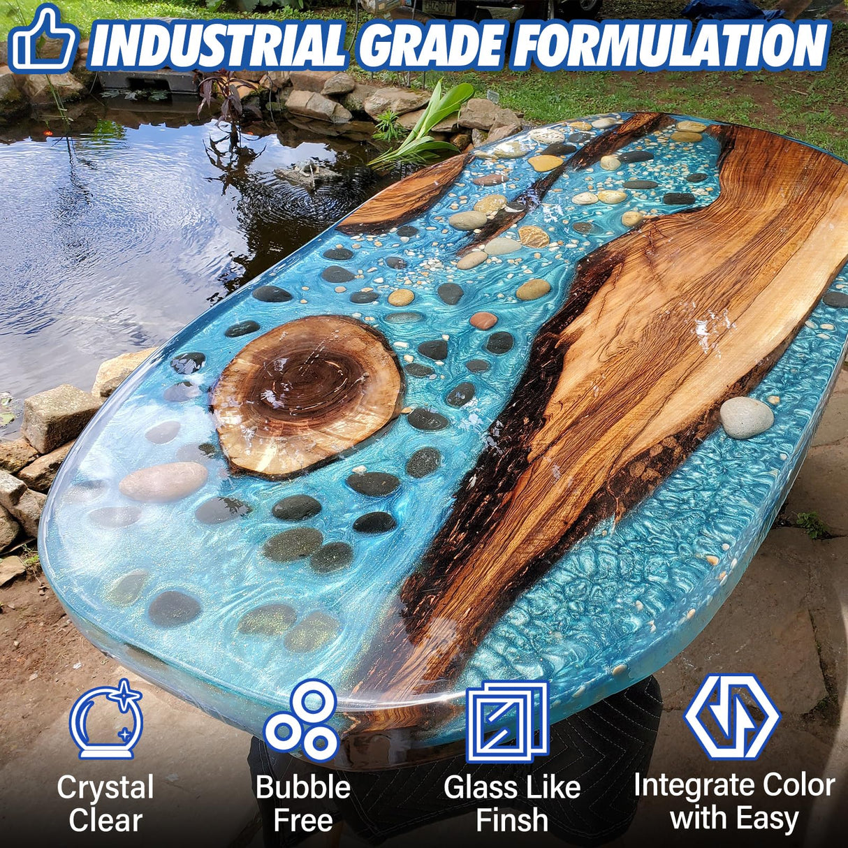 Deep Pour Epoxy Resin 51OZ, Shabebe 2024 Upgarde Epoxy Resin for 2-4" Pour Depths, Bubble Free & High-Gloss Art Resin, 2:1 Food Safe Casting Resin for DIY Molds, River Table,Wood,Bar Tops, Countertops Shabebe