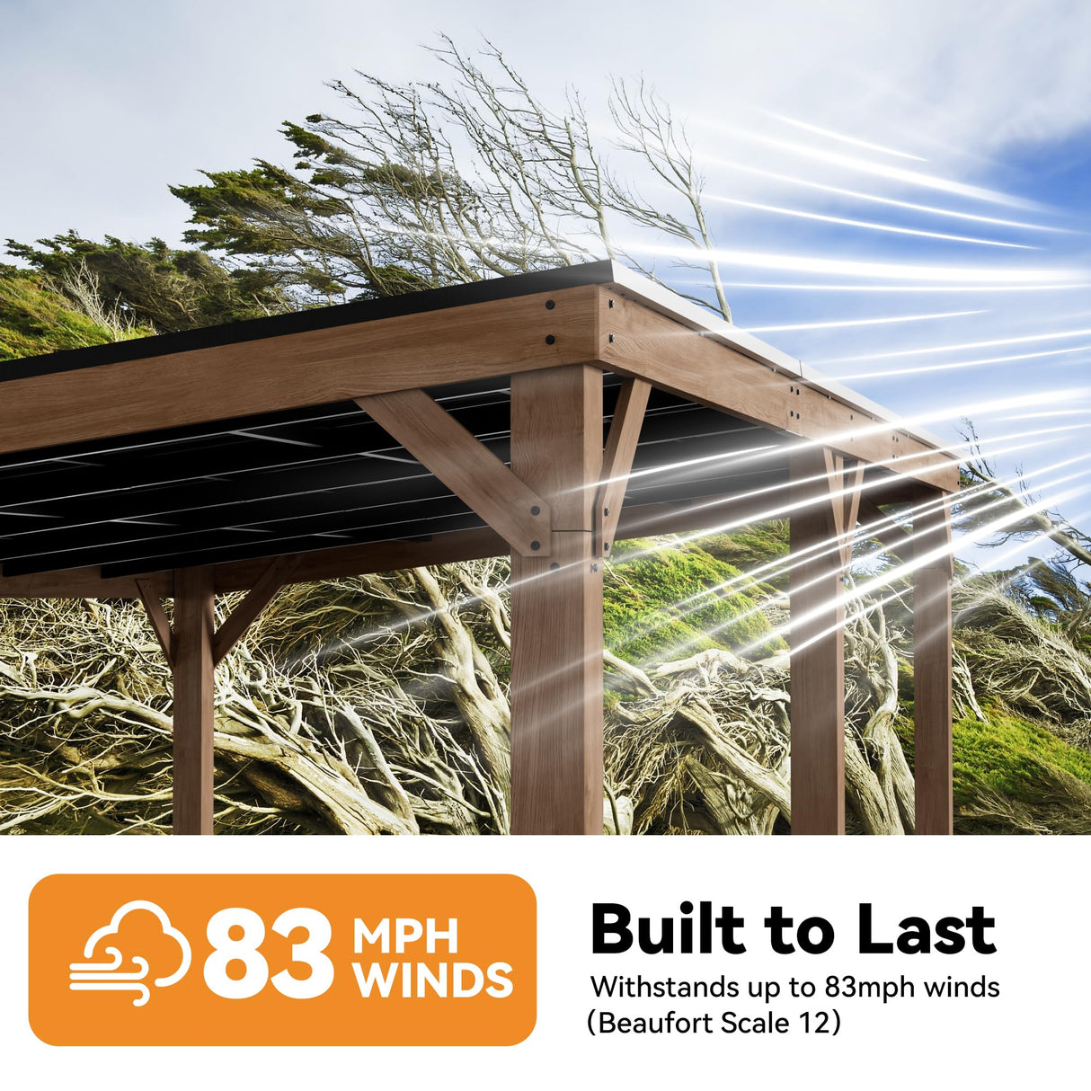 Modern Shade Supreme Cedar Wood Gazebo 12' x 20' with Hardtop Slope Roof, Wooden Grill Gazebo with Durable and Rot-Resistant, Supports Snow Loads and High Wind Speeds, Ideal for Backyard, Deck, Garden Modern Shade Outdoor Living Spaces