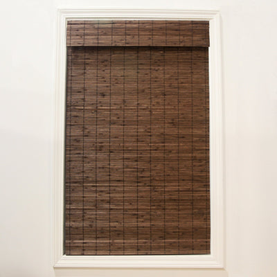 Radiance Cocoa Cordless Bamboo Roman Shades - 35 in. W x 64 in. L - Inside Mount Natural Window Treatments