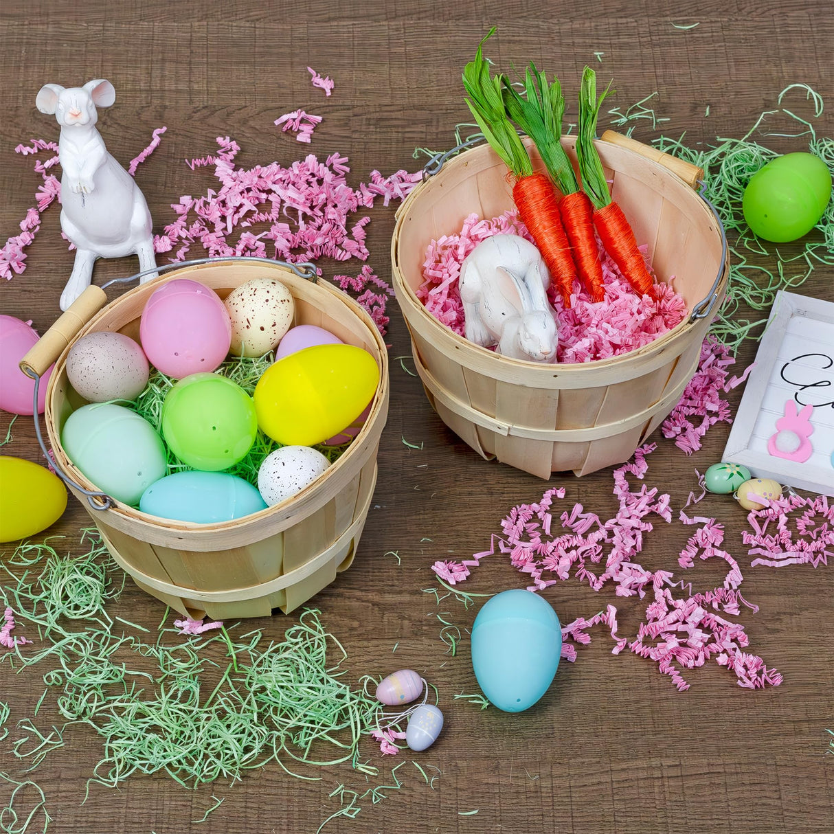 Cornucopia Round Wooden Baskets (2-Pack, Natural); Wood Fruit Buckets with Handle, 4-Quart Capacity; 6.1 Inch Tall by 8 Inch Diameter Cornucopia Brands