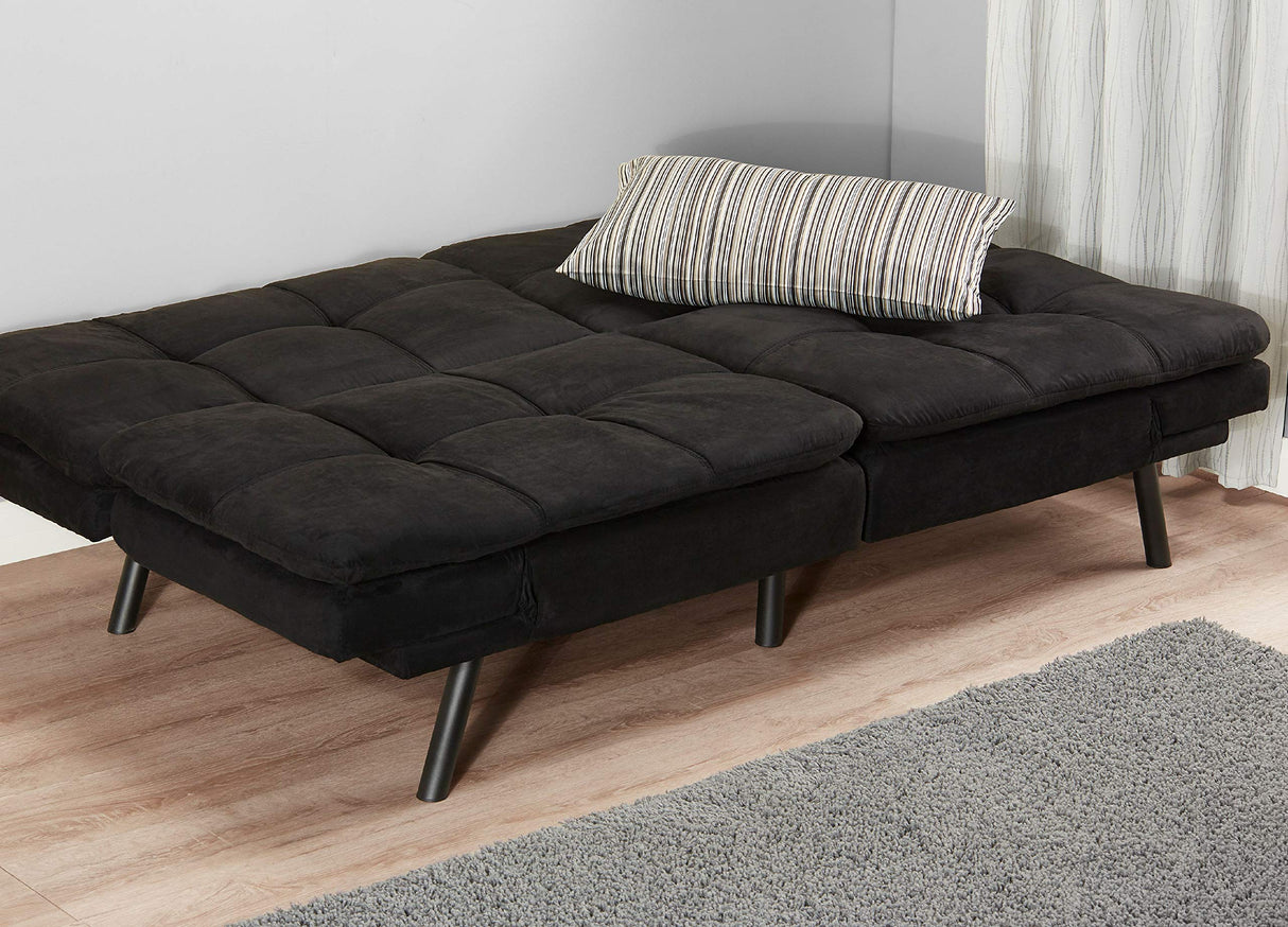 Mainstay.. Memory Foam Futon, Black Suede, Fabric, Wood, Metal + Free Clean Fabric Cloth (Black Suede) Mainstay