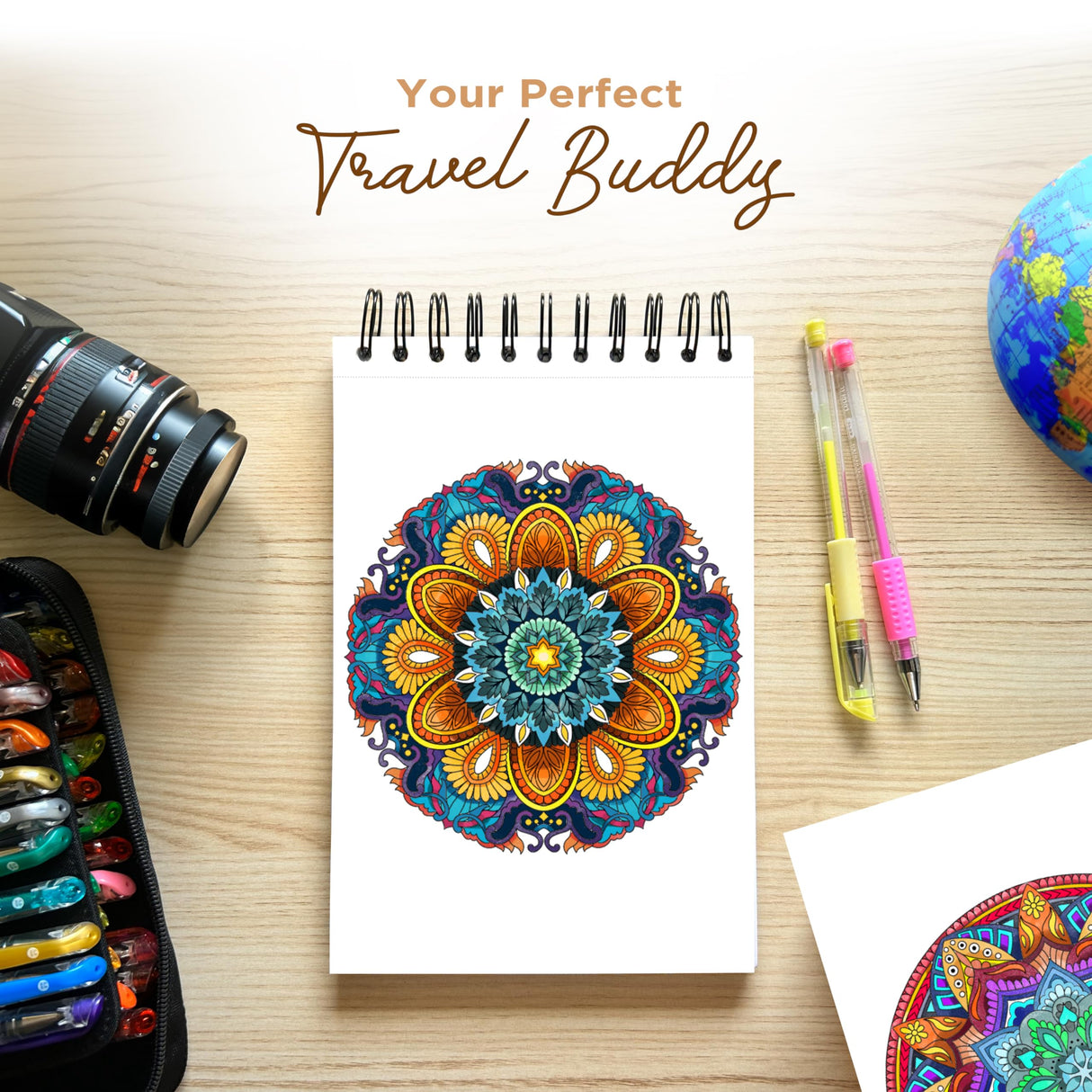 Traveling Mandalas Adult Coloring Book - Features 30 Original Hand Drawn Designs Printed on Artist Quality Paper, Hardback Covers, Spiral Binding, Perforated Pages, Bonus Blotter ColorIt