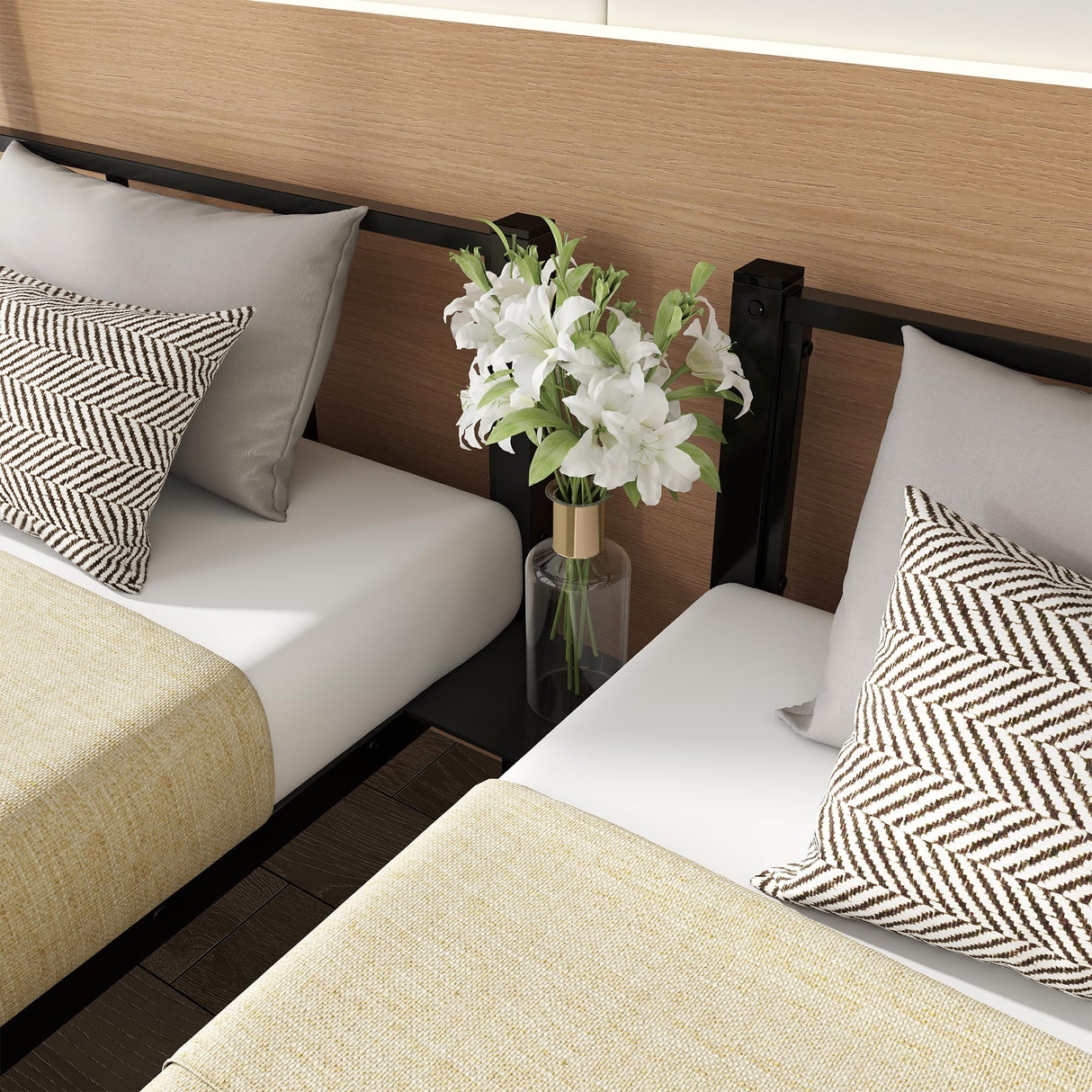 Bellemave Triple Bunk Bed for Kids, Detachable Twin Over Twin Over Twin Metal Bunk Bed with Guardrails, Ladder & Storage, Converts to 3 Separate Twin Beds, Easy to Assemble (3 Bunk Beds for Kids) Bellemave