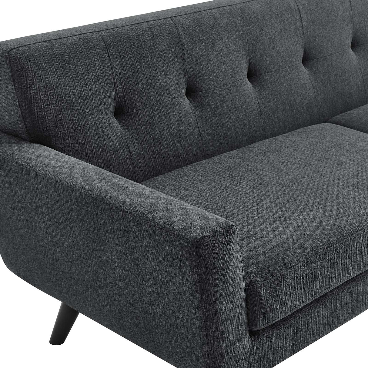 Modway Engage Mid-Century Modern Herringbone Fabric Sofa in Charcoal Modway