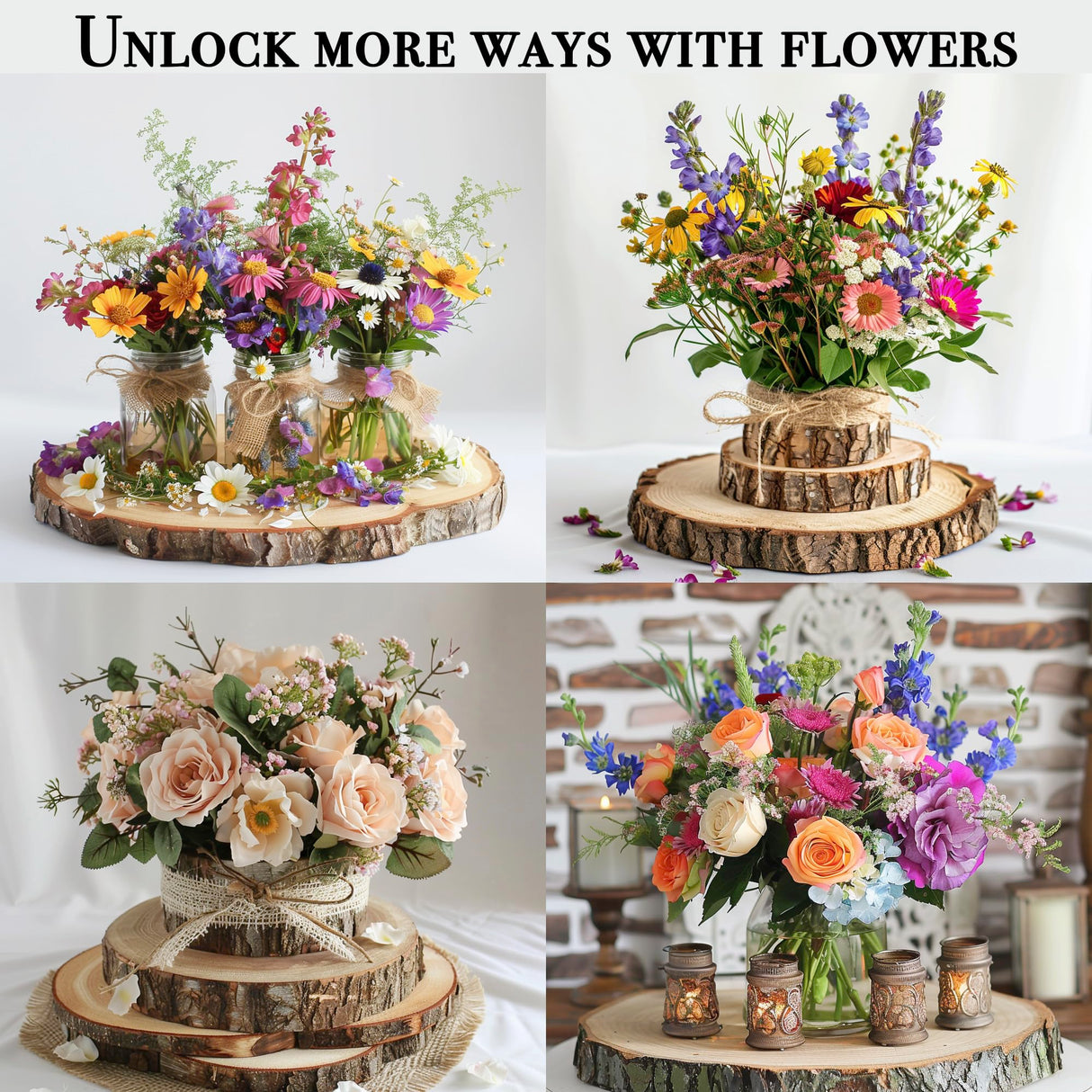 10 Pcs Large Wood Slices for Centerpieces - Rustic Wood Centerpieces for Tables, Natural Wood Slabs, Ideal for Weddings, Crafts, and DIY Projects (8-9 inch) Rochoseng