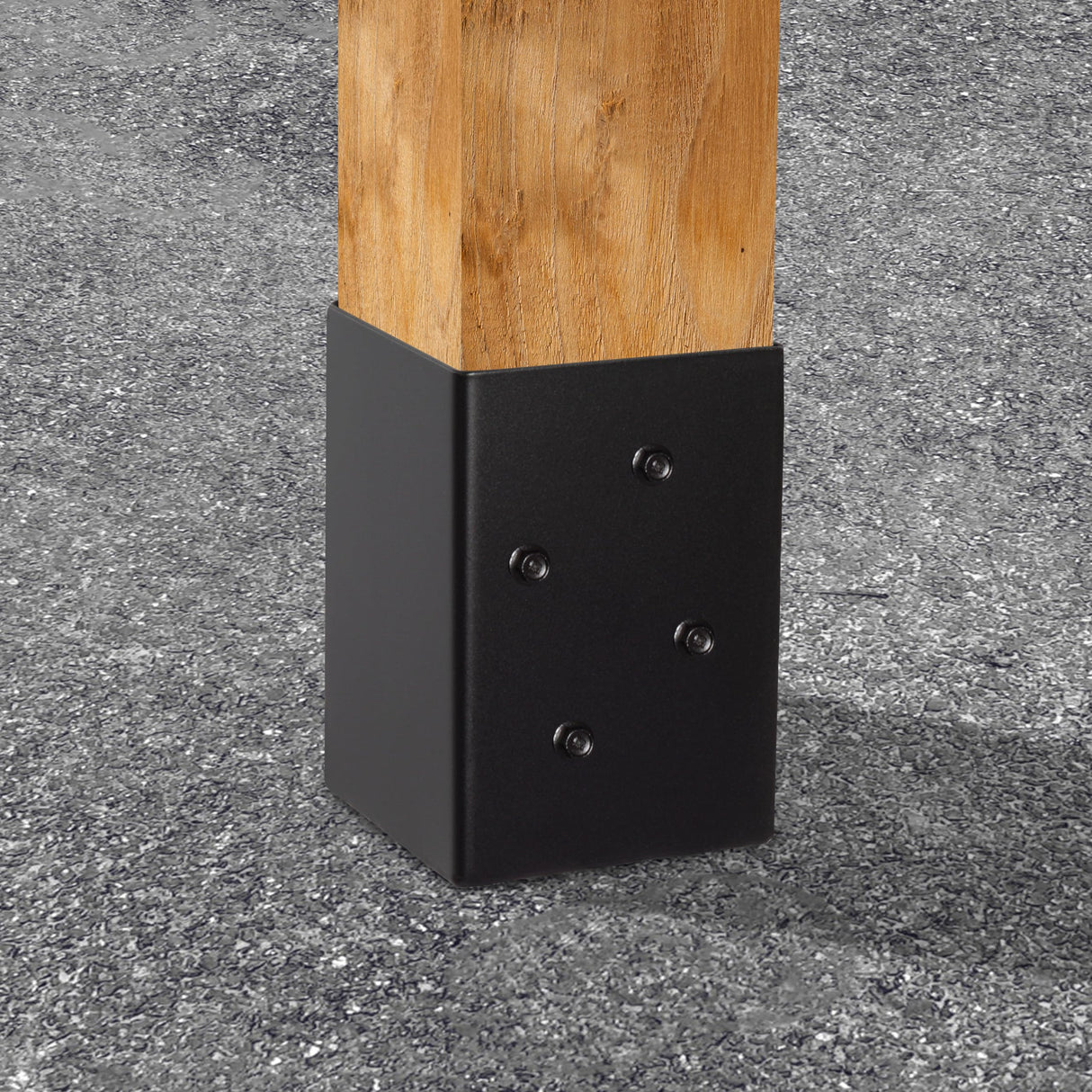 LADECH 4x4 Post Base Holder Ground Spike Use for Concrete Deck - Post Anchor Brackets Metal Black Powder Coated 4 Inches x 4 Inches (Inner Dia 3.5x3.5) 4 Pack LADECH