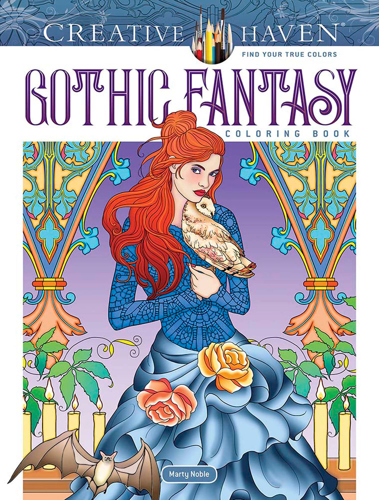 Creative Haven Gothic Fantasy Coloring Book; Skulls, Spiders, Graves, Bats, Cats, Ravens and Other Creepy Images to Color! (Adult Coloring Books: Fantasy) WoodArtSupply
