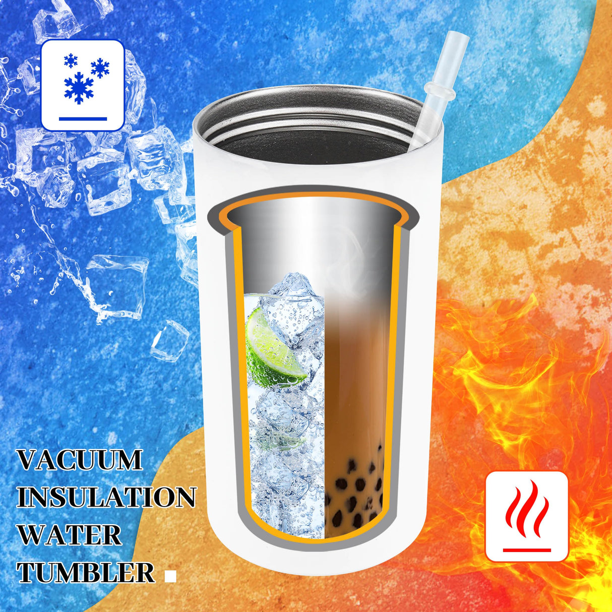 Joyclub 6 Pack Sublimation Sippy Cups Toddler Tumbler Blanks 12 oz Kids Sublimation Tumbler with Handle Stainless Steel Insulated Skinny Straight with Splash-proof Lid and Straw Joyclub