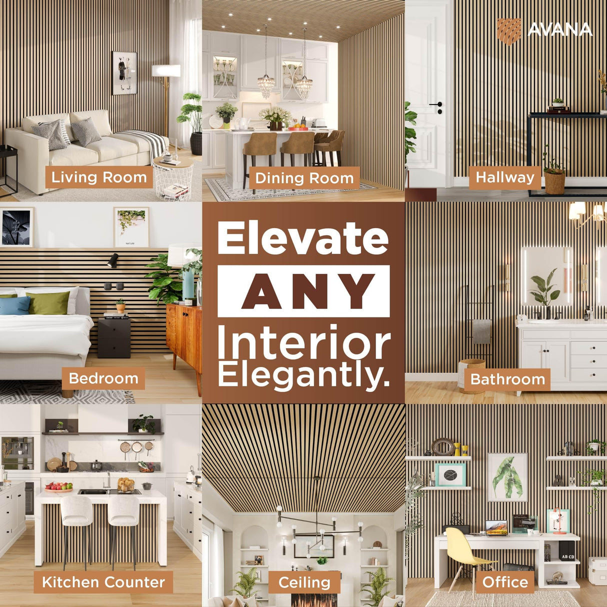 Avana Acoustic Wood Wall Panels – White Oak Acoustic Panels Set of 2 – Wall Panels For Interior Wall Decor for Homes, Offices, Studios – Aesthetically Pleasing Design Wood Panels For Wall Avana