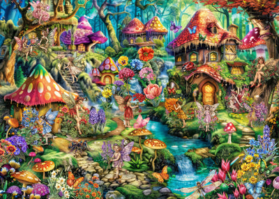 Flower Fairy Puzzle for Adults 1000 Pieces, Funny Mushroom Jigsaw Puzzle, Fantasy Colorful Butterfly Insect Puzzle