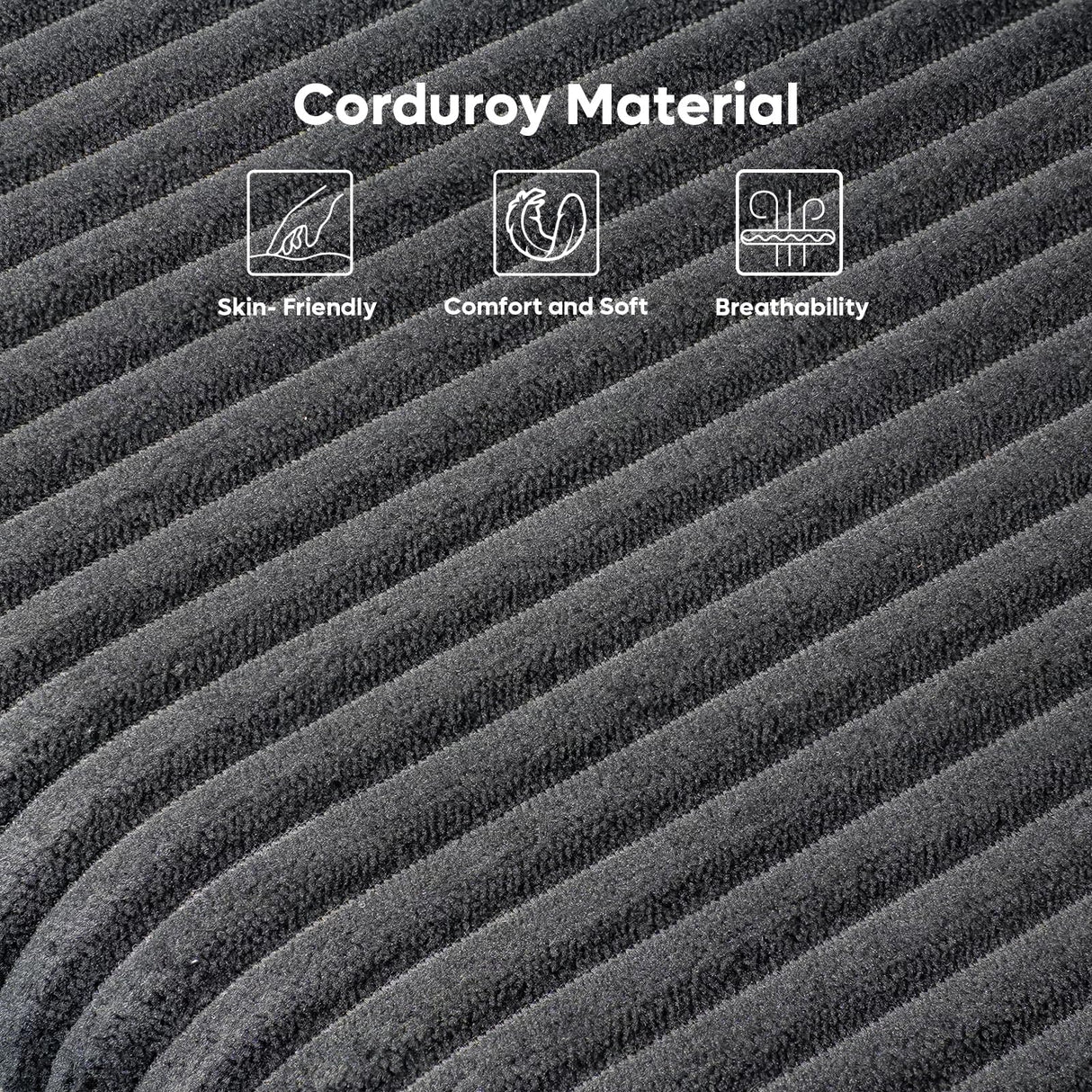 Bestier Queen Bed Frame with Adjustable Headboard & LED Lighting, Corduroy Upholstered Platform Bed Frame with Storage Shelf, Solid Wood Slats, No Box Spring Needed, Never Squeak, Easy Assembly, Black Bestier